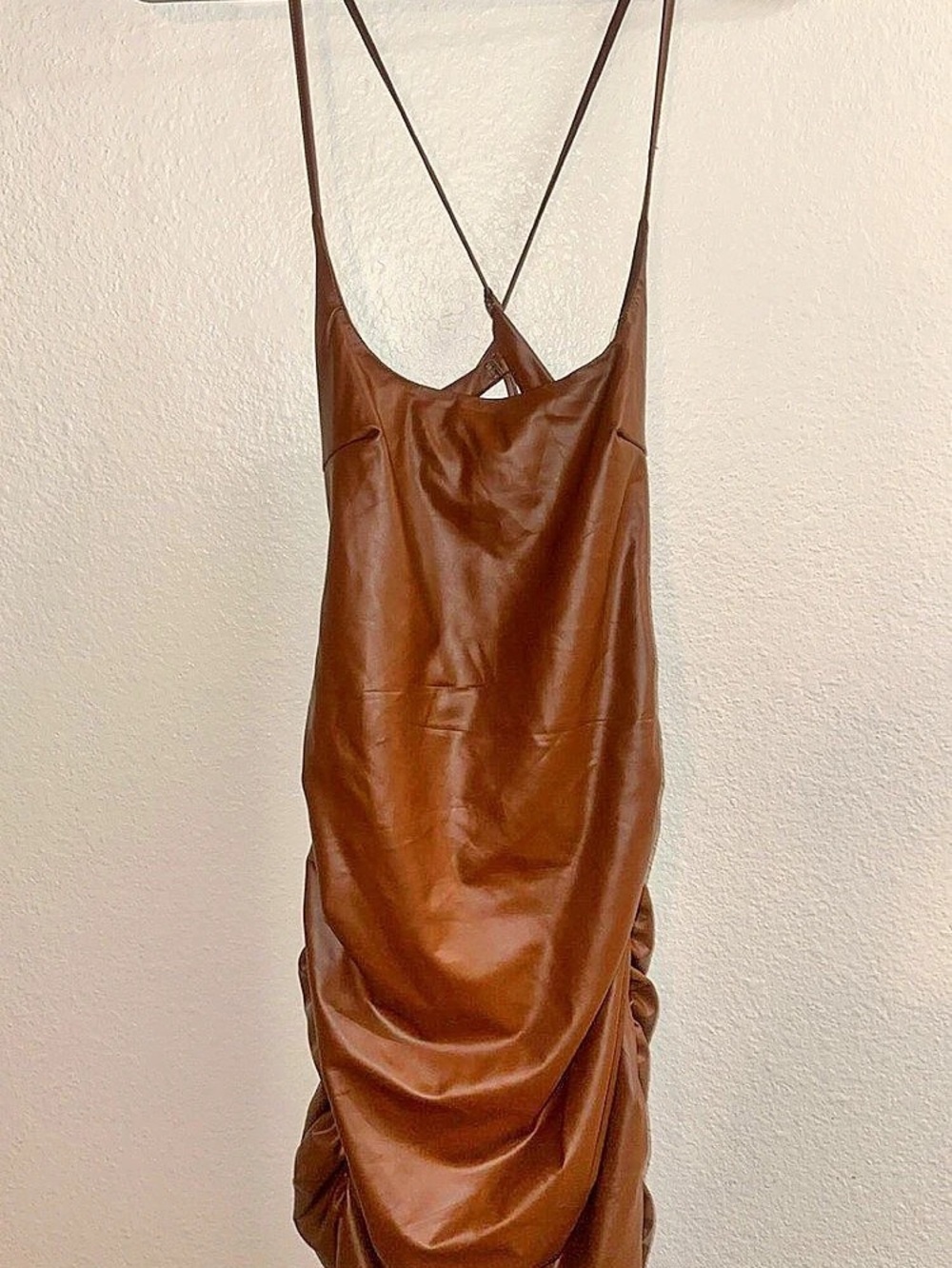 Fashion Nova On Top Of It Faux Leather Maxi Dress Mini Dress Brown Small